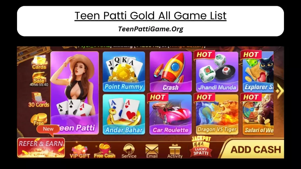 Teen Patti Gold All Game List