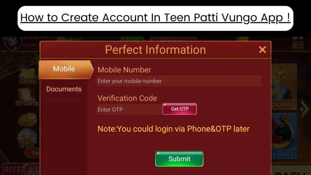 How to Create Account In Teen Patti Vungo App !