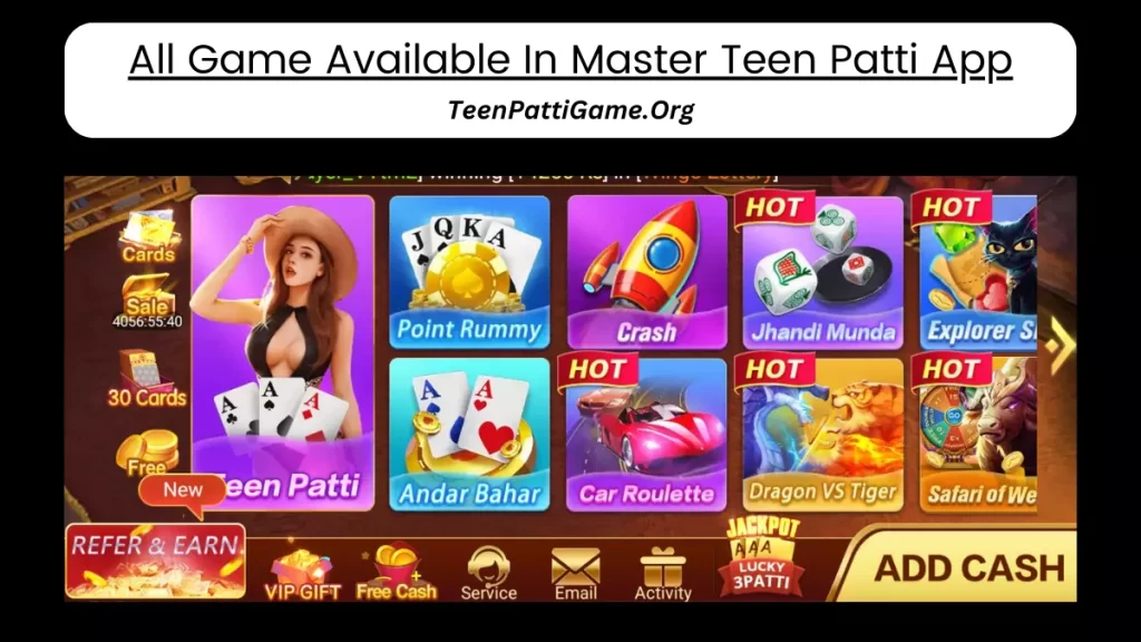 All Game Available In Master Teen Patti App