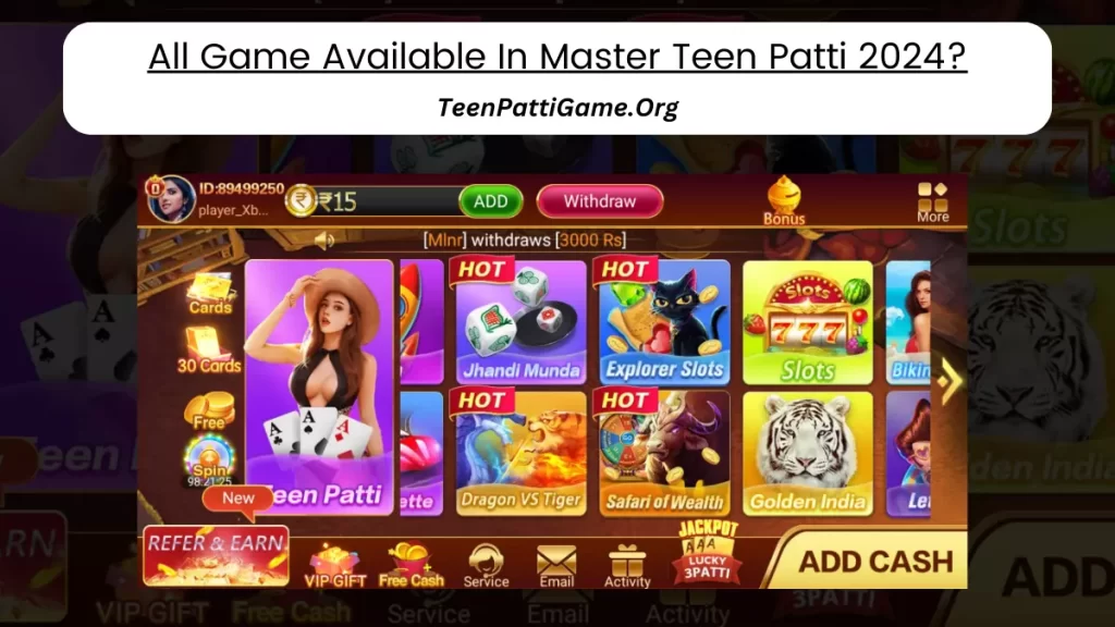 All Available Game in Teen Patti Master Game