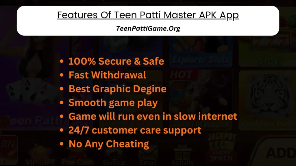 Features Of Teen Patti Master APK App