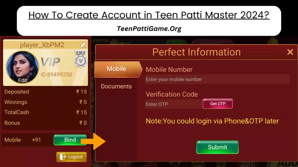 How to Create Account in Teen Patti Master App